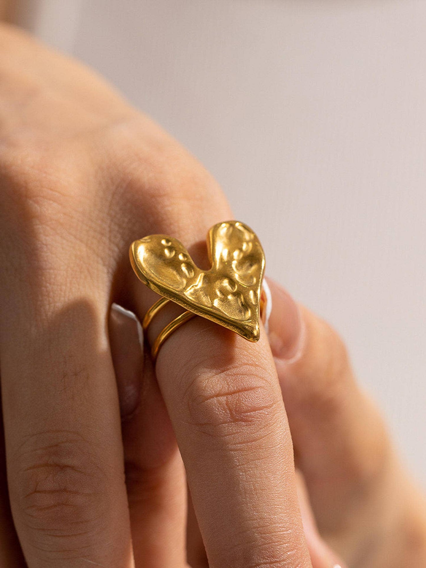 Irene 18K Gold-Plated Non-Tarnish Heart Ring